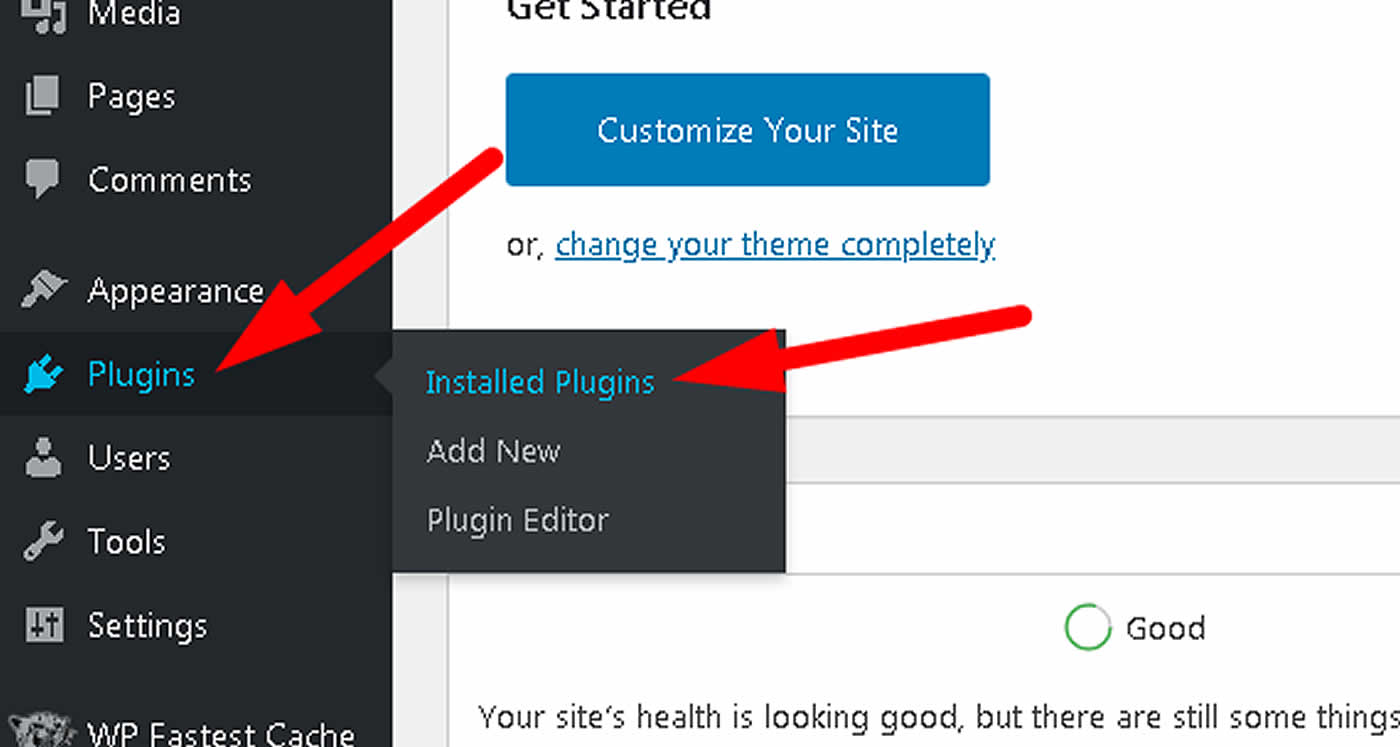 You can also activate WordPress plugins by going to the left menu Plugins and clicking on Installed plugins.